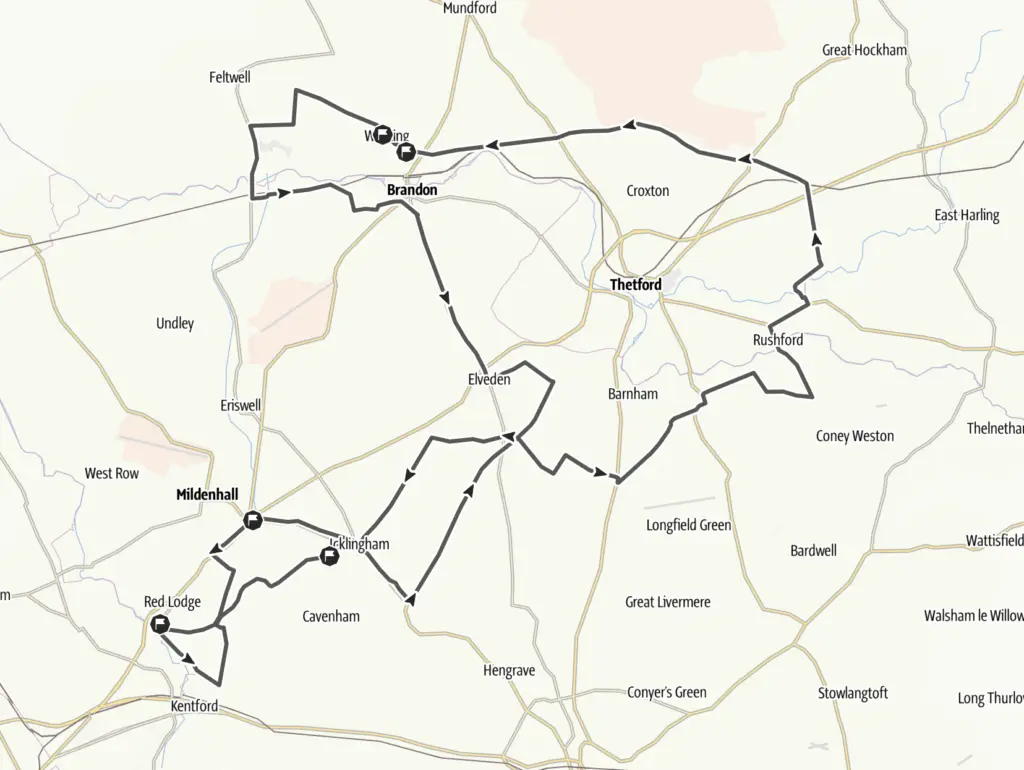 Thetford Forest route map