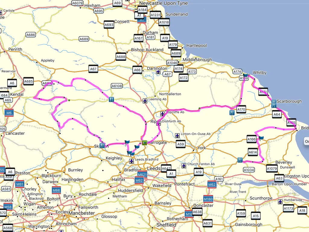 Dales and Moors route map