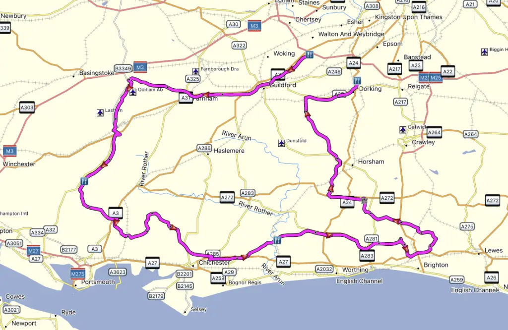 The South route map